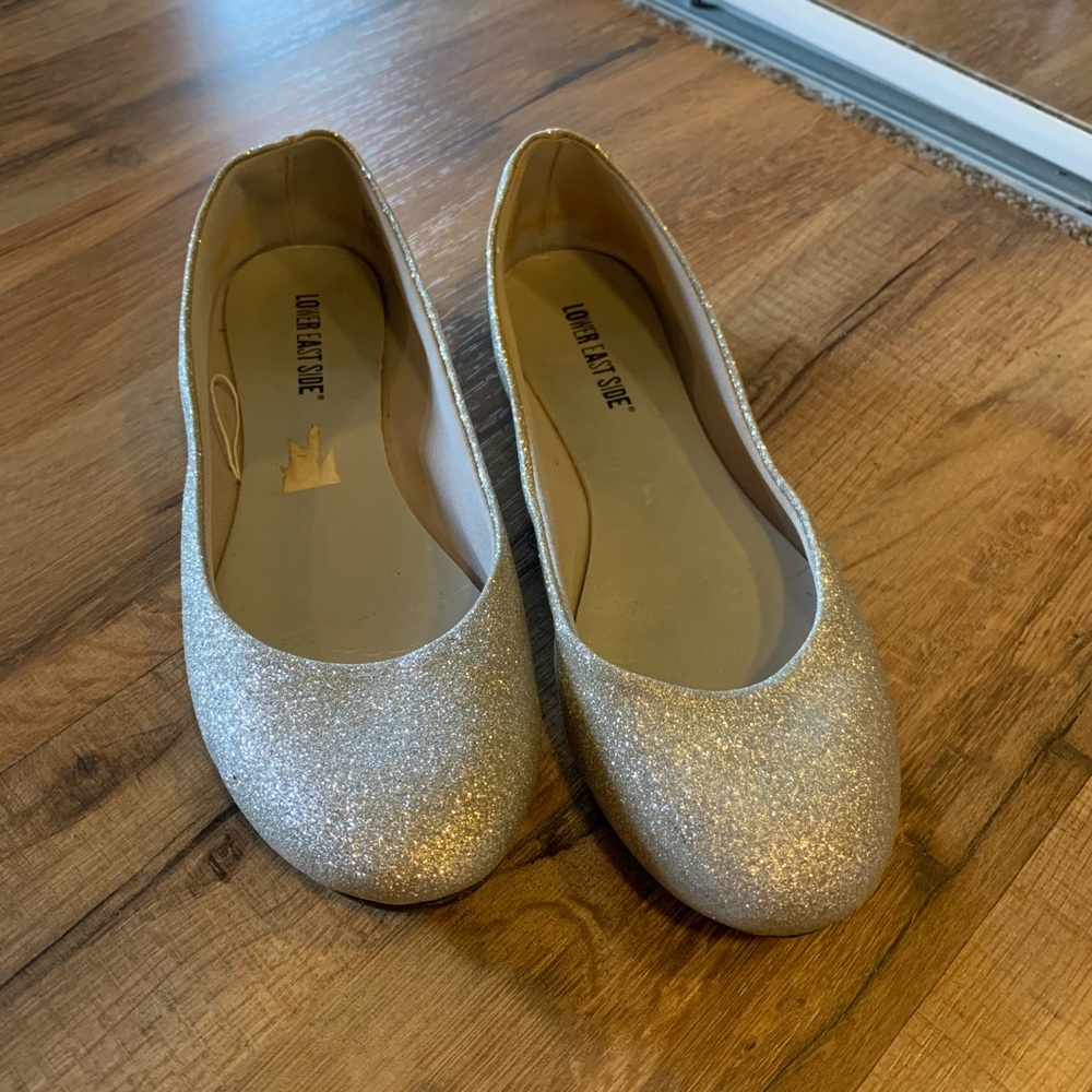 Silver sparkle flats